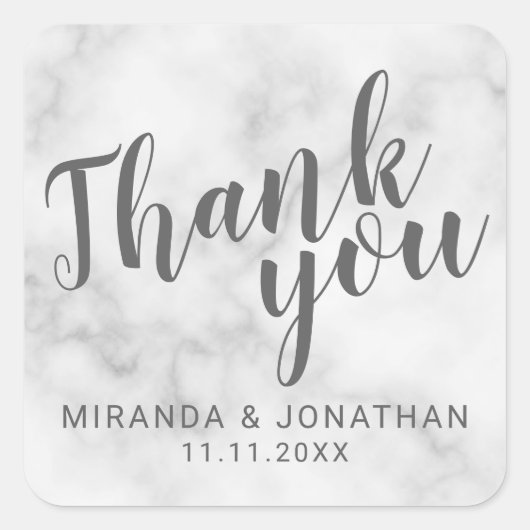 Classy Elegant Marmeren Trouwgunst Dank u Vierkante Sticker (Voorkant)