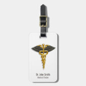 Classy Elegant Medical Gold Caduceus Black Wings Bagagelabel (Voorkant verticaal)