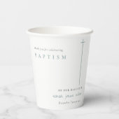 Classy Elegant Minimal Blue Typography Baptisme Papieren Bekers (Achterkant)