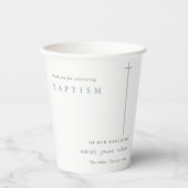Classy Elegant Minimal Blue Typography Baptisme Papieren Bekers (Voorkant)