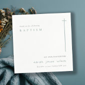 Classy Elegant Minimal Blue Typography Baptisme Servet