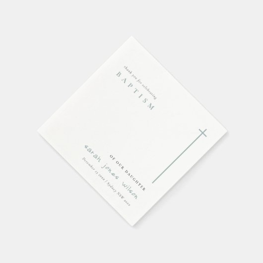 Classy Elegant Minimal Blue Typography Baptisme Servet (Hoek)