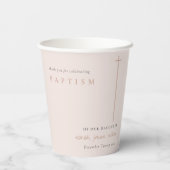 Classy Elegant Minimal Blush Typography Baptisme Papieren Bekers (Achterkant)