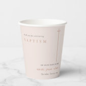 Classy Elegant Minimal Blush Typography Baptisme Papieren Bekers (Voorkant)