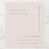 Classy Elegant Minimal Blush Typography Baptisme Wijn Etiket (Enkel label)