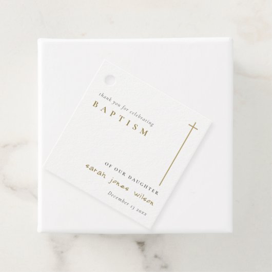 Classy Elegant Minimal Gold Typography Baptisme Bedankjes Labels (In situ)
