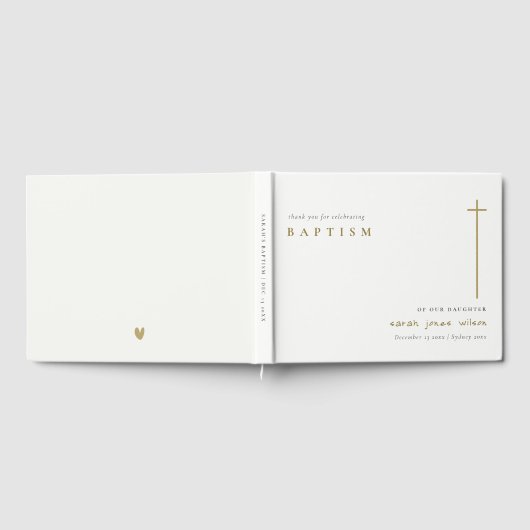 Classy Elegant Minimal Gold Typography Baptisme Gastenboek (Volledig)