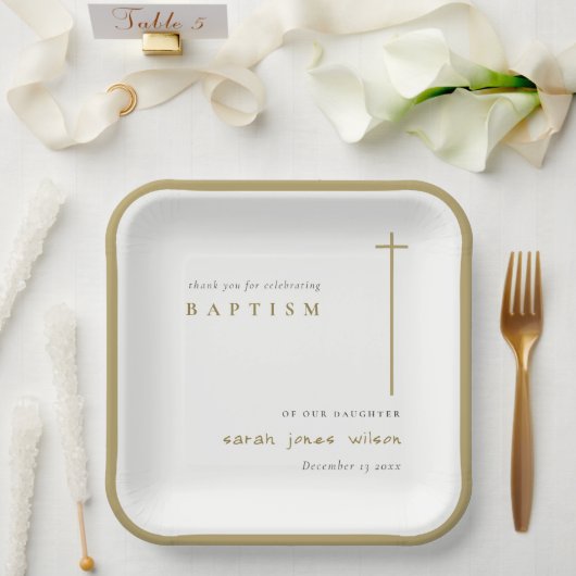 Classy Elegant Minimal Gold Typography Baptisme Papieren Bordje (Huwelijk)