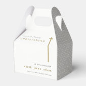 Classy Elegant Minimal Gold Typography Christening Bedankdoosjes (Voorkant Zijde)