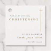 Classy Elegant Minimal Gold Typography Christening Bedankjes Labels (Voorkant)