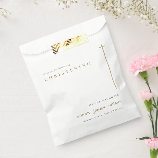 Classy Elegant Minimal Gold Typography Christening Bedankzakje (Gezegeld)