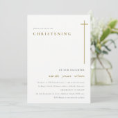 Classy Elegant Minimal Gold Typography Christening Kaart (Staand voorkant)