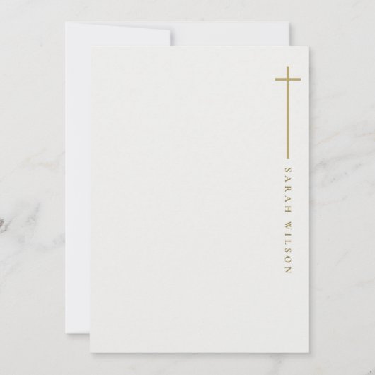 Classy Elegant Minimal Gold Typography Christening Kaart (Achterkant)