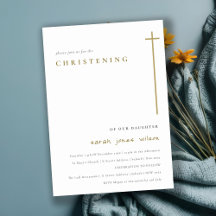 Classy Elegant Minimal Gold Typography Christening