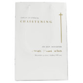 Classy Elegant Minimal Gold Typography Christening Medium Cadeauzakje (Voorkant)