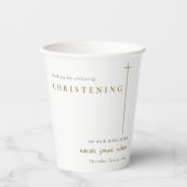 Classy Elegant Minimal Gold Typography Christening Papieren Bekers (Voorkant)