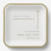 Classy Elegant Minimal Gold Typography Christening Papieren Bordje (Voorkant)