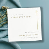 Classy Elegant Minimal Gold Typography Christening Servet