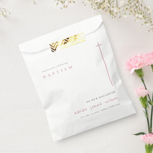 Classy Elegant Minimal Pink Typography Baptisme Bedankzakje (Gezegeld)