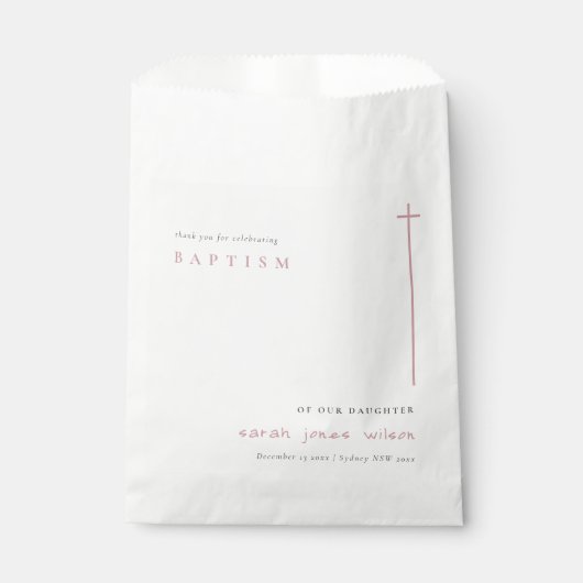 Classy Elegant Minimal Pink Typography Baptisme Bedankzakje (Voorkant)