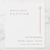 Classy Elegant Minimal Pink Typography Baptisme Wijn Etiket (Enkel label)