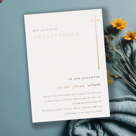 Classy Elegant Minimal Typography Christening Folie Uitnodiging