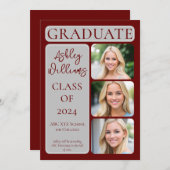 Classy Elegant Minimalist Afstuderen 3 foto Aankondiging (Voorkant / Achterkant)