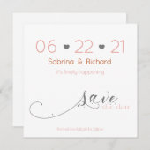 Classy Elegant Minimalist Blush Save the Date Kaart (Voorkant / Achterkant)