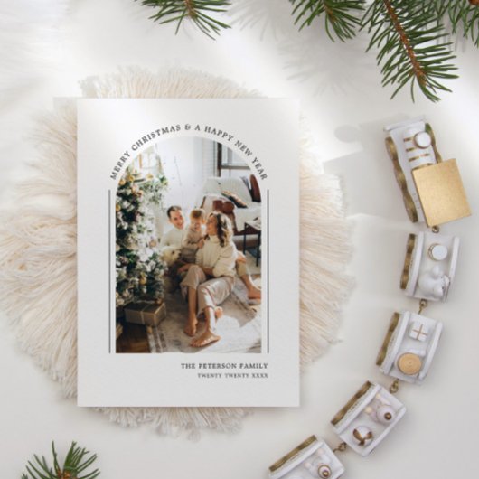 Classy Elegant Modern Family Photo Feestdagenkaart