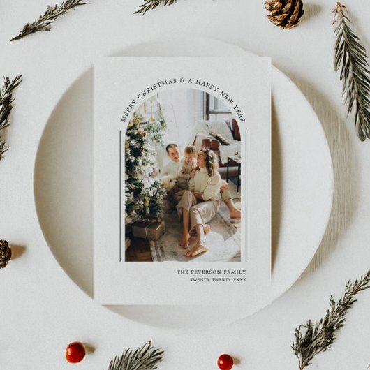 Classy Elegant Modern Family Photo Feestdagenkaart