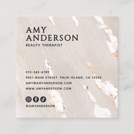 Classy Elegant Moderne Luxe Gouden Fotobehang Vierkante Visitekaartje (Achterkant)