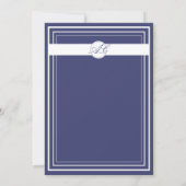 Classy Elegant Navy Wit Monogrammed Bruiloft Kaart (Achterkant)