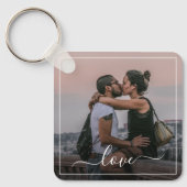 Classy Elegant Paar Foto Eenvoudige Liefde Citaat  Sleutelhanger (Voorkant)