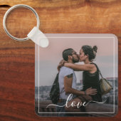 Classy Elegant Paar Foto Eenvoudige Liefde Citaat  Sleutelhanger (Voorkant)