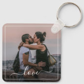 Classy Elegant Paar Foto Eenvoudige Liefde Citaat  Sleutelhanger (Achterkant)