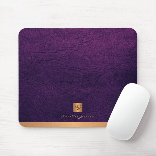 Classy elegant paars ledergoud, monogrammen muismat (Met muis)