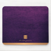 Classy elegant paars ledergoud, monogrammen muismat (Voorkant)