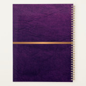 Classy elegant paars ledergoud, monogrammen planner (Achterkant)