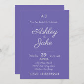 Classy Elegant Paarse bruiloft uitnodiging Kaart (Voorkant / Achterkant)