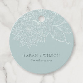 Classy Elegant  Paisley Dusky Blue Wedding Bedankjes Labels