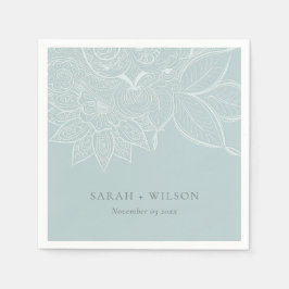 Classy Elegant  Paisley Dusky Blue Wedding Servet