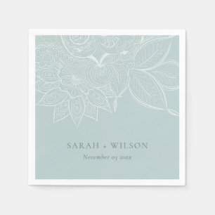 Classy Elegant  Paisley Dusky Blue Wedding Servet