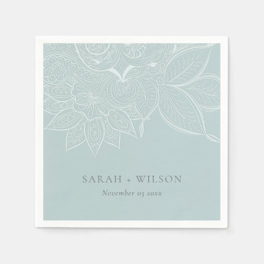 Classy Elegant  Paisley Dusky Blue Wedding Servet (Voorkant)