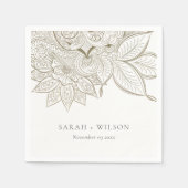 Classy Elegant  Paisley Ivory Gold Wedding Servet (Voorkant)
