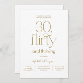 Classy Elegant Plain White en Gold 30e verjaardag Kaart (Voorkant / Achterkant)