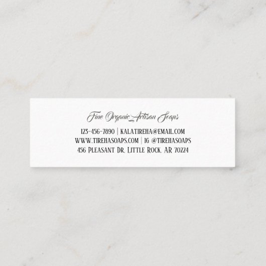 Classy Elegant Raw Organic Artisan Soap Maker Mini Visitekaartje (Achterkant)