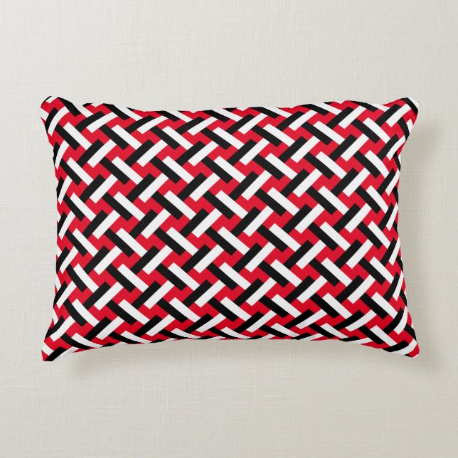 Classy & Elegant Red Art Deco Herringbone Pattern Accent Kussen (Voorkant)