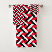 Classy & Elegant Red Art Deco Herringbone Pattern Bad Handdoek (Insitu)