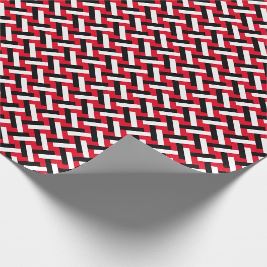 Classy & Elegant Red Art Deco Herringbone Pattern Cadeaupapier (Hoek)