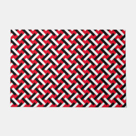 Classy & Elegant Red Art Deco Herringbone Pattern Deurmat